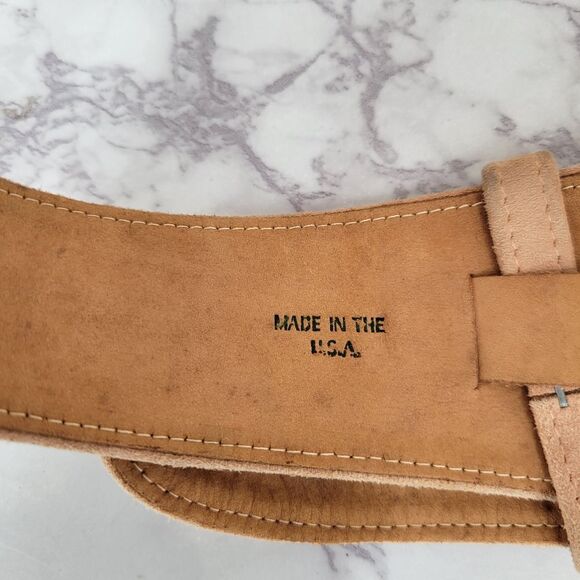 Donna Karan Vintage Oversized Tan Suede Waist Belt Asymetrical - Picture 6 of 13
